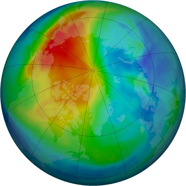 Arctic ozone map for 12 November 2009